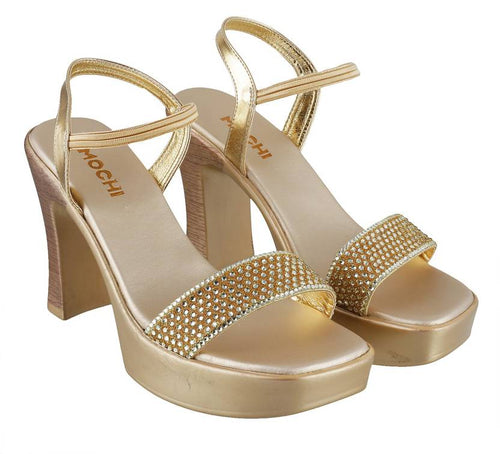 Mochi Women 15,Gold Heels